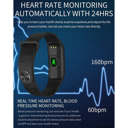 Waterproof Smart Bracelet With Step Heart And Sleep Monitoring - Ip67 - Black