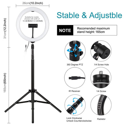 10.2 Rgbw Led Ring Light Kit with Tripod and Remote Control