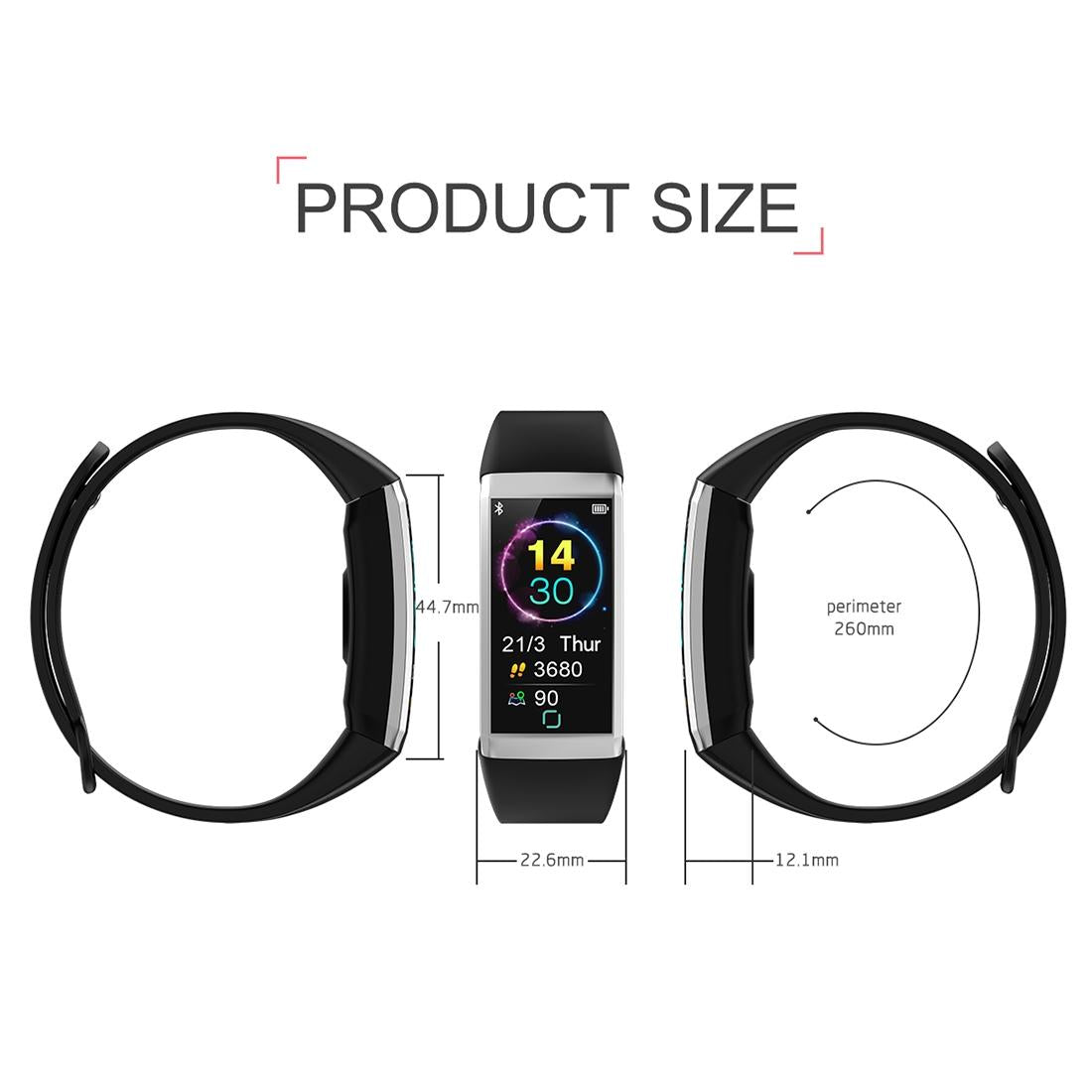 Waterproof Smart Bracelet With Call Reminder And Health Monitoring - Black