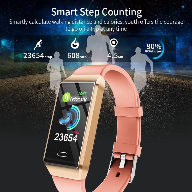 Waterproof Smart Bracelet With Tft Screen - 6 Inches - Black