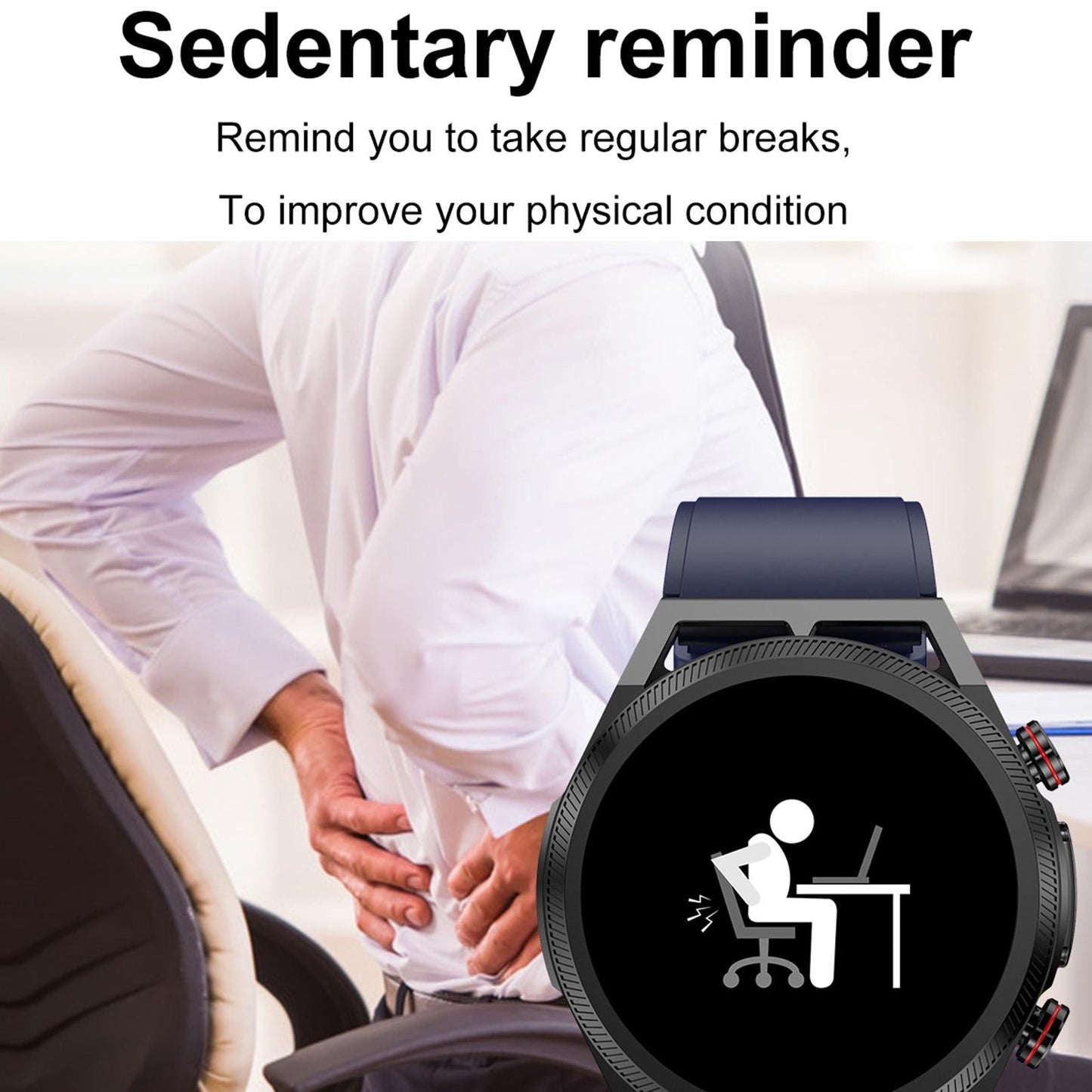 1.39 Inch Ips Screen Ip67 Waterproof Leather Band Smart Watch Support Body Temperature Monitoring / Ecg - Black