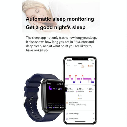 1.91 Inch Ips Screen Ip67 Waterproof Silicone Band Smart Watch Support Body Temperature Monitoring / Ecg - Black