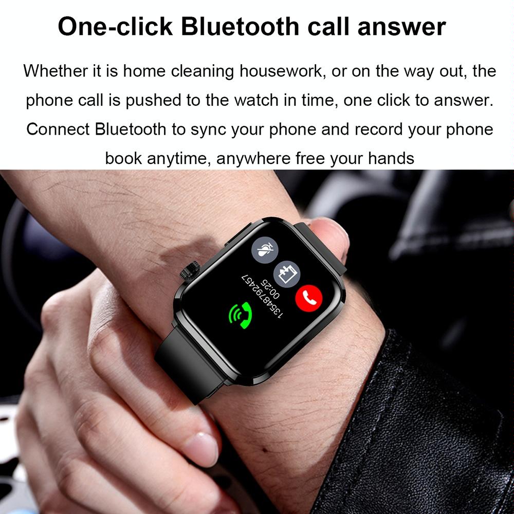 1.91 Inch Ips Screen Ip67 Waterproof Silicone Band Smart Watch Support Body Temperature Monitoring / Ecg - Black