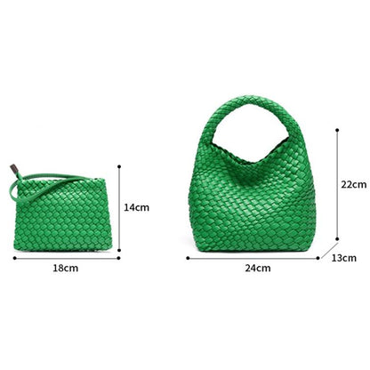 Apricot Hand Woven 2-in-1 Shoulder Bag - Apricot Colour