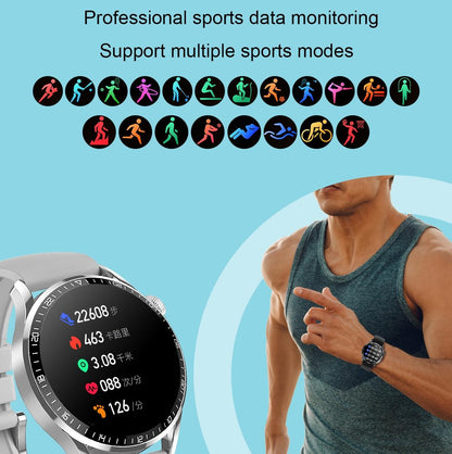 1.32 Inch Heart Rate Detection Smart Watch - Black + Leather