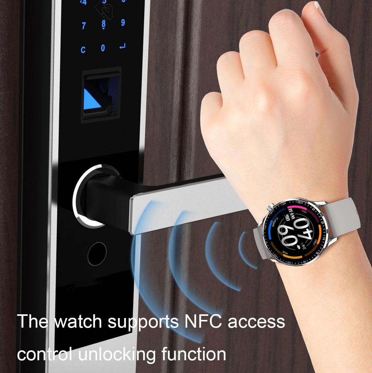 1.32 Inch Heart Rate Detection Smart Watch - Black + Leather