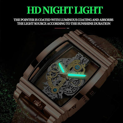 Waterproof Luminous Business Watch for Men - Gear Hollow Outdoor - Black Steel Steel Strap