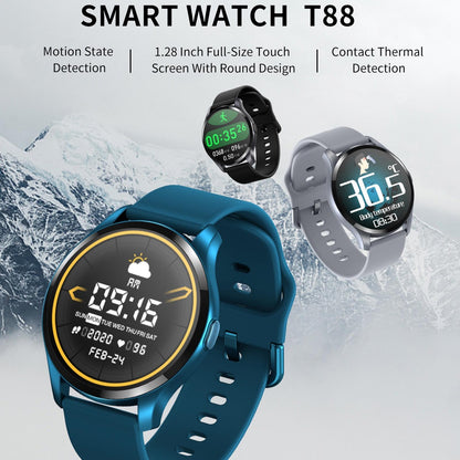 1.28 Inch Tft Colour Screen Ip67 Waterproof Smart Watch Support Body Temperature Monitoring / Sleep Monitoring / Heart Rate Monitoring - Black