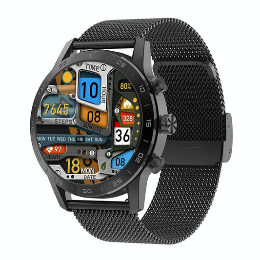 Smart Dual Display Analog Digital Call Watch - Black Steel