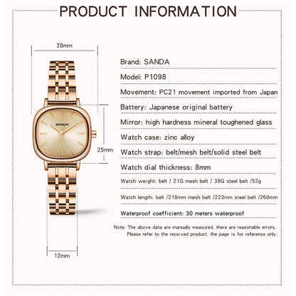 Women Oval Dial Quartz Watch with Simple Bar Scale - Belt Green