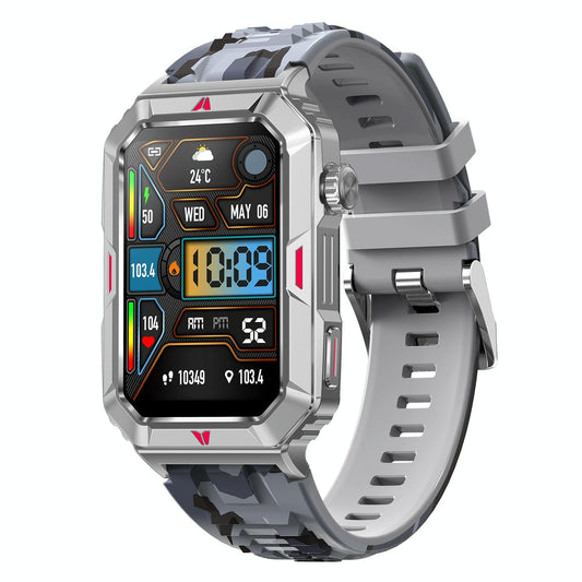Smart Bracelet With Sleep Detection And Silicone Strap - Bt5.2 - Camo Silver