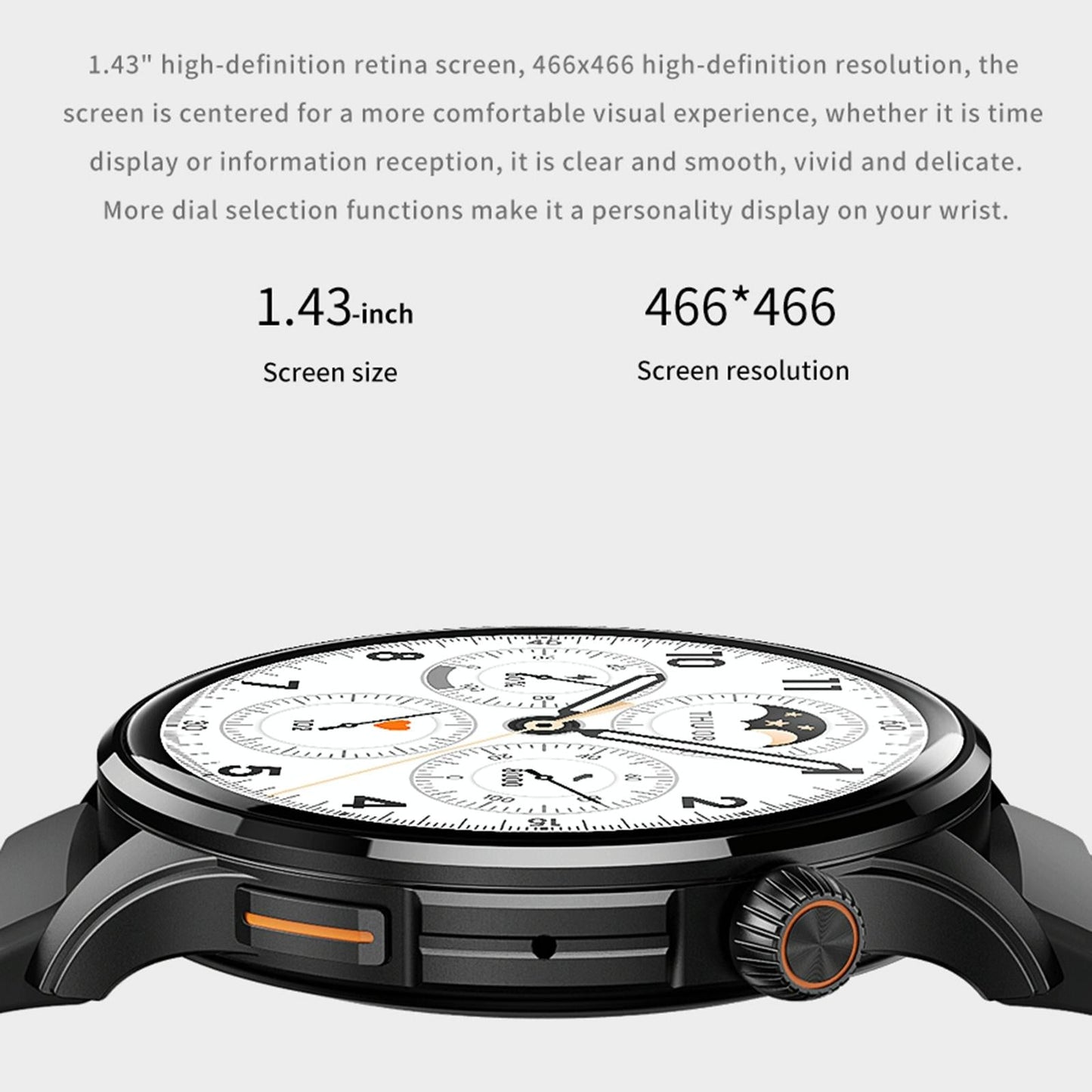 1.43 Inch Bt5.1 Smart Sport Watch With Health Monitoring - Grey