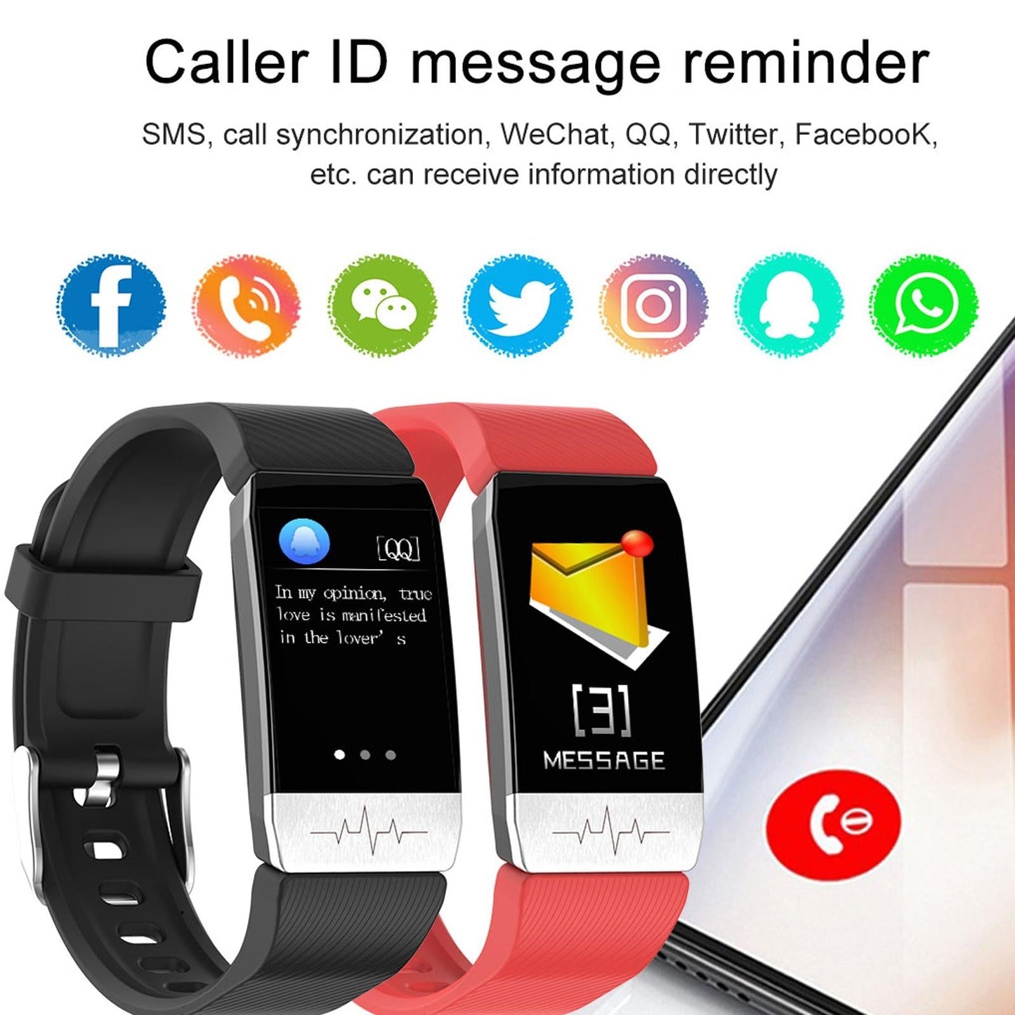 Waterproof Smart Bracelet With Blood Oxygen & Heart Rate Monitoring - Blue
