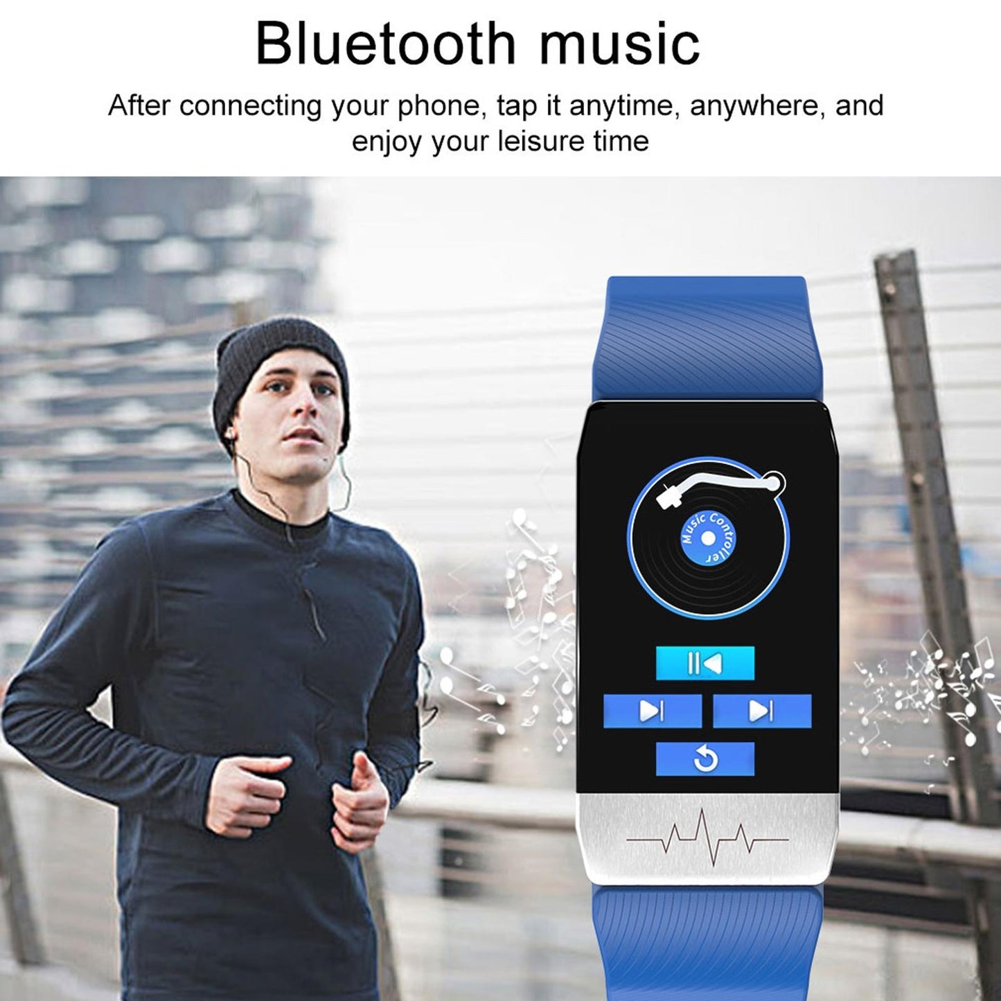 Waterproof Smart Bracelet With Blood Oxygen & Heart Rate Monitoring - Blue