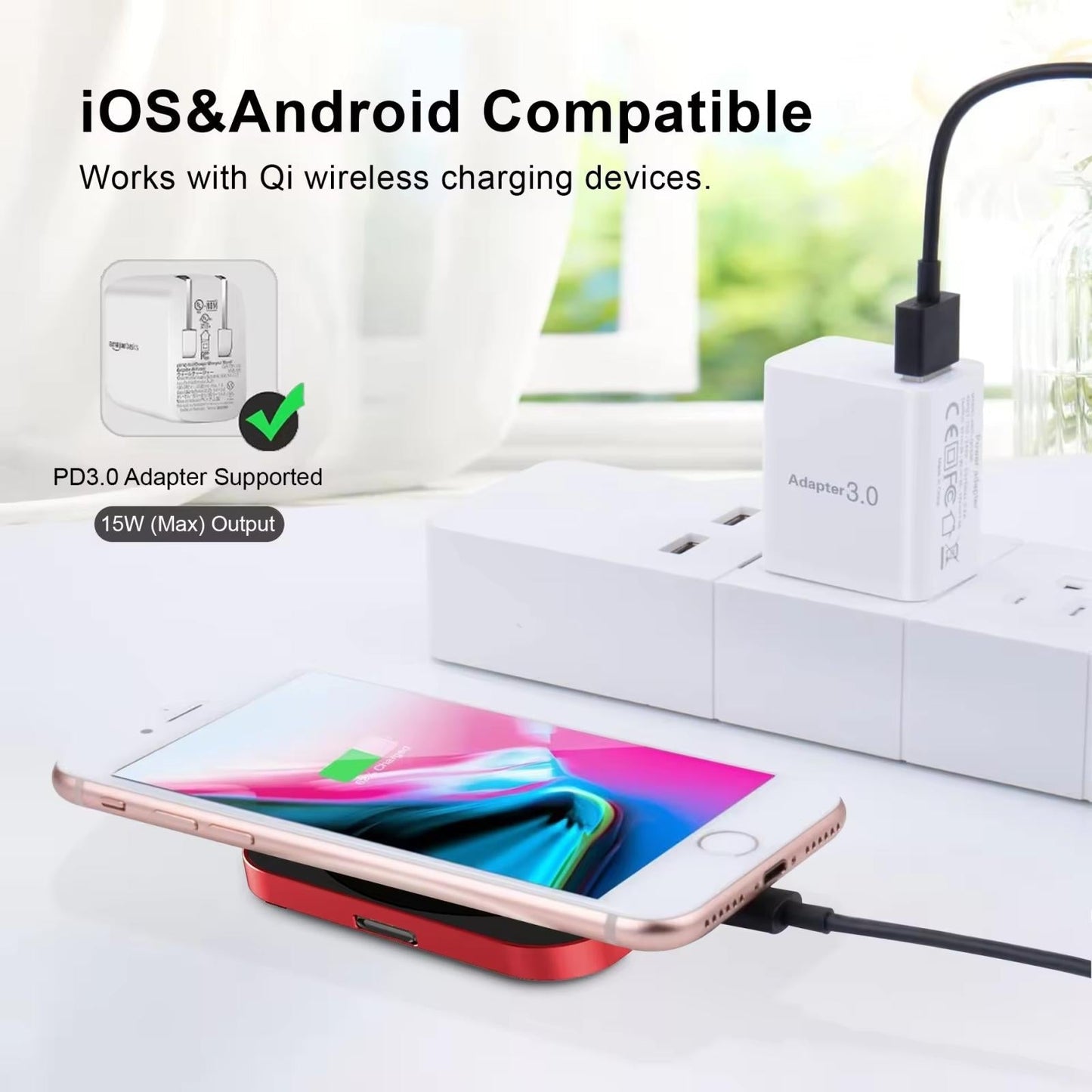 15W 3 In 1 Magnetic Wireless Charger For Smart Devices - Black