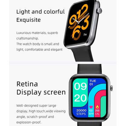 1.69 Inch Ip67 Waterproof Smart Watch With Touch Screen Health Monitoring - Green