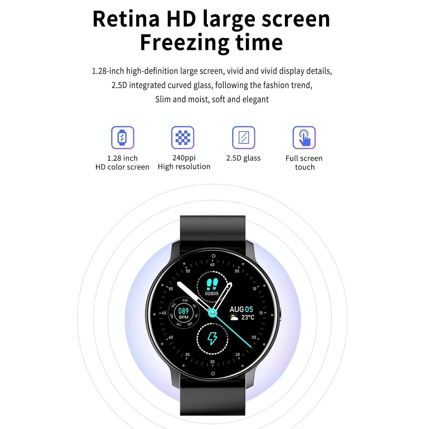 1.28 Inch Touch Screen Ip67 Waterproof Smart Watch Support Blood Pressure Monitoring / Sleep Monitoring / Heart Rate Monitoring - Gold