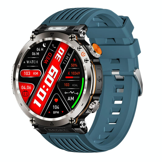 Waterproof Smart Watch With Flashlight And Compass - 1 Inch - Blue
