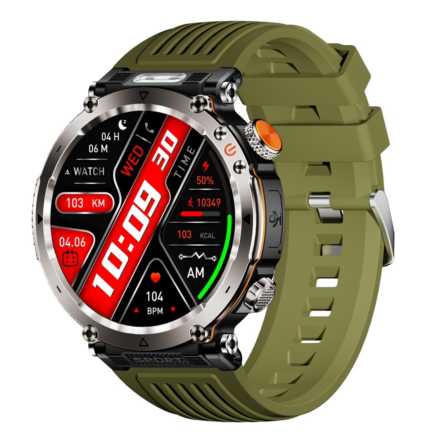 Waterproof Smart Watch With Flashlight And Compass - 1 Inch - Blue
