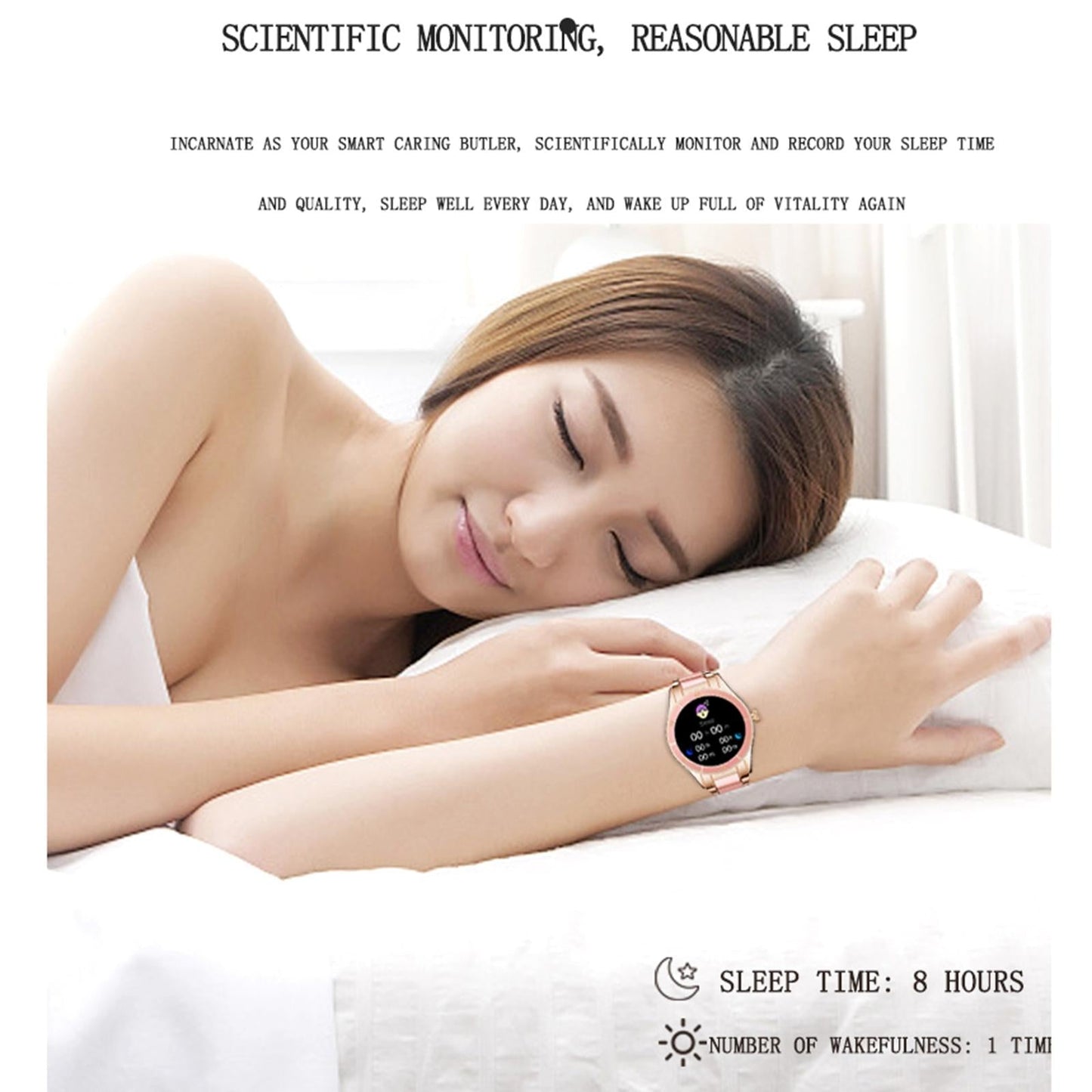 Smart Bracelet With Touch Screen Heart Monitoring Voice Control And Cycle Reminder - Black