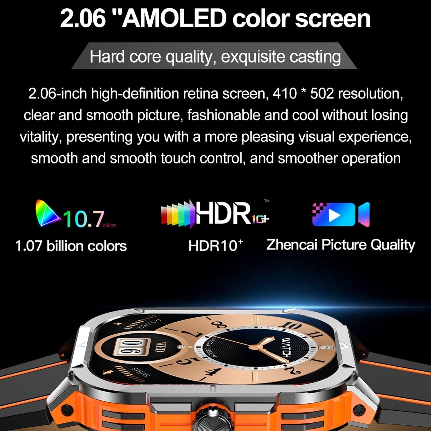 2.06 Inch Bt5.3 Ip68 Sport Smart Watch Bluetooth Call / Message / Health - Blue