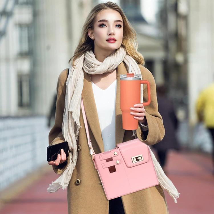 Leather Shoulder Bag For Water Bottles Fits Most Brands - Brown