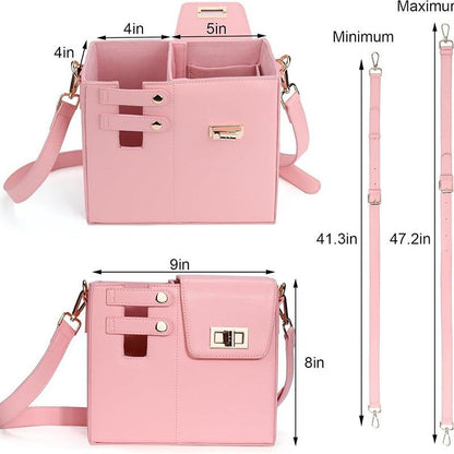 Leather Shoulder Bag For Water Bottles Fits Most Brands - Brown