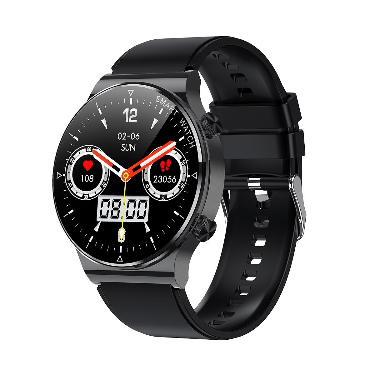 1.32 Inch Heart Rate Sleep Monitoring Smart Watch - Black Leather