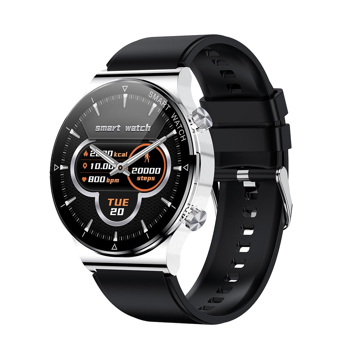 1.32 Inch Heart Rate Sleep Monitoring Smart Watch - Black Leather