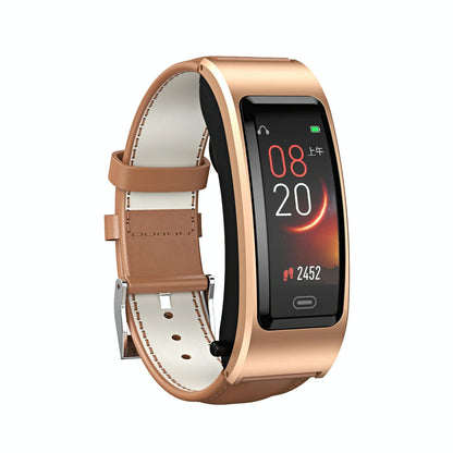 Bluetooth Sleep Heart Monitor Bracelet - B7 - Black + Black Leather Belt