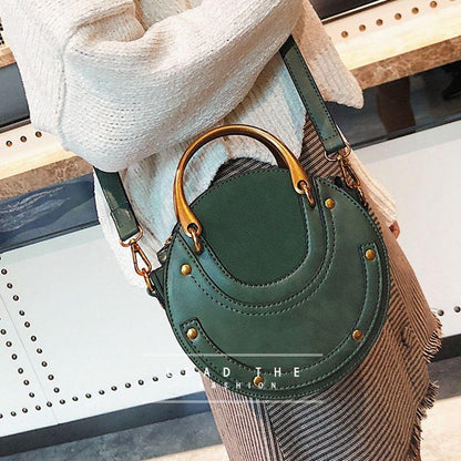 Retro Leather Mini Shoulder Bag for Women - Black