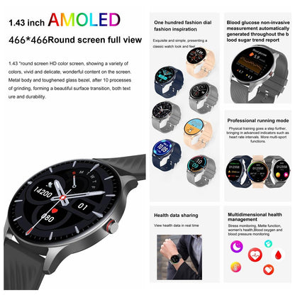 1.43 Inch Amoled Smart Watch With Bt Call & Health Tracking - Gold