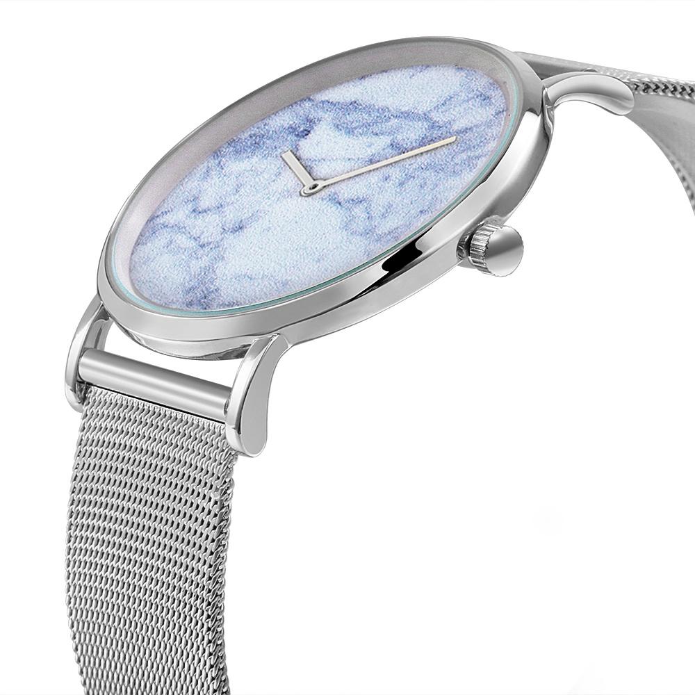Stylish Women Quartz Watch with Stainless Steel Band - Round Dial Silver Alloy Case - Wa0730D