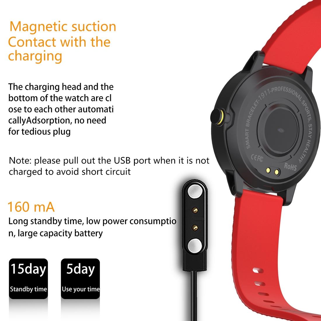 1.3 Inch Tft Screen Ip67 Waterproof Smart Watch Bracelet Support Sleep Monitor / Heart Rate Monitor / Blood Pressure Monitoring - Silver Black