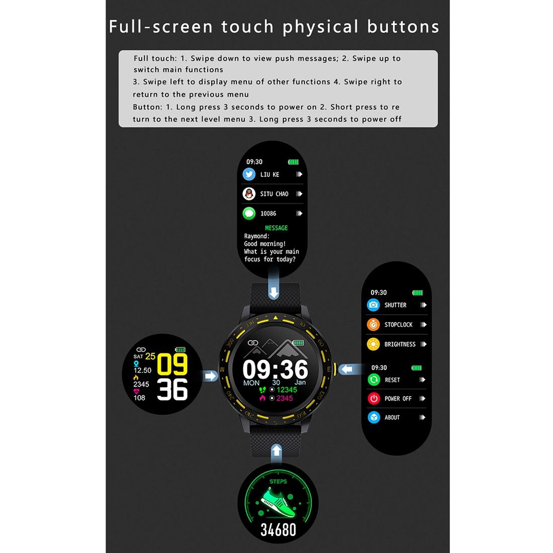 1.3 Inch Tft Screen Ip67 Waterproof Smart Watch Bracelet Support Sleep Monitor / Heart Rate Monitor / Blood Pressure Monitoring - Silver Black