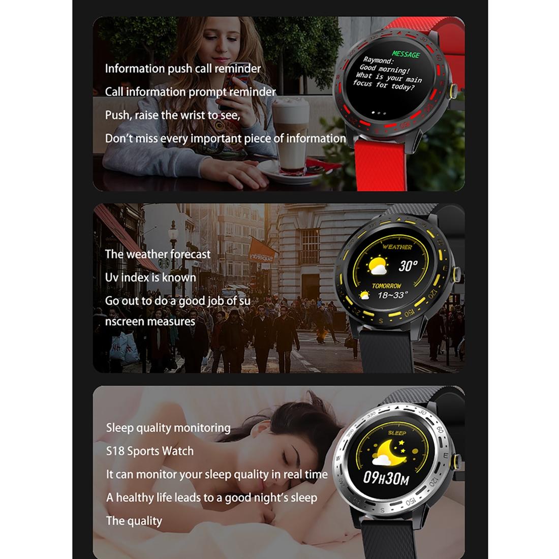 1.3 Inch Tft Screen Ip67 Waterproof Smart Watch Bracelet Support Sleep Monitor / Heart Rate Monitor / Blood Pressure Monitoring - Silver Black