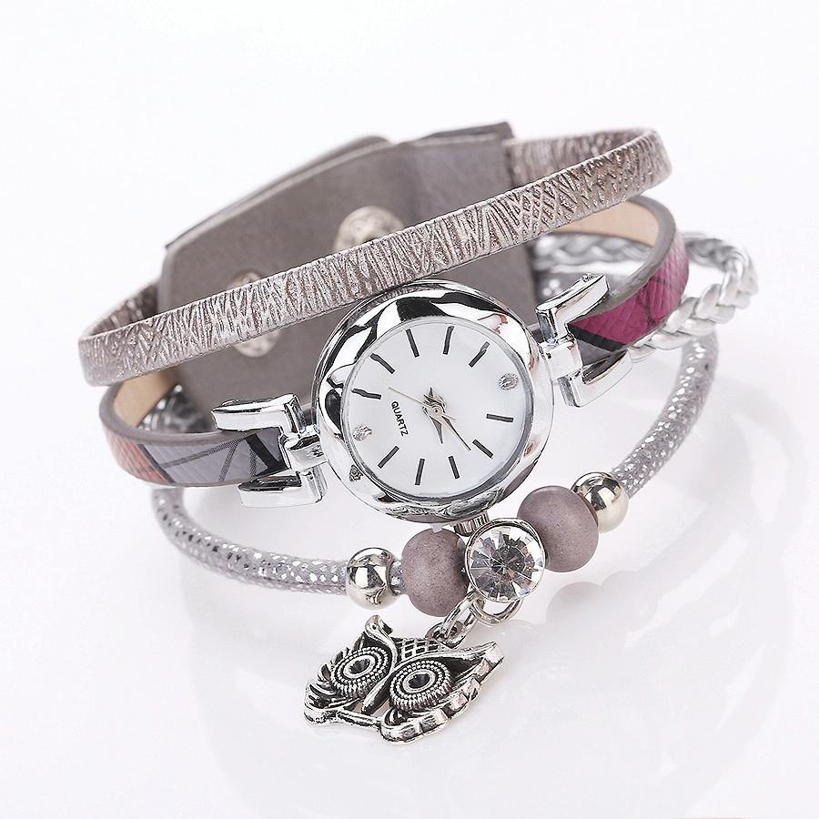 Owl Pendant Bracelet Watch for Women - Small Dial - Milk White