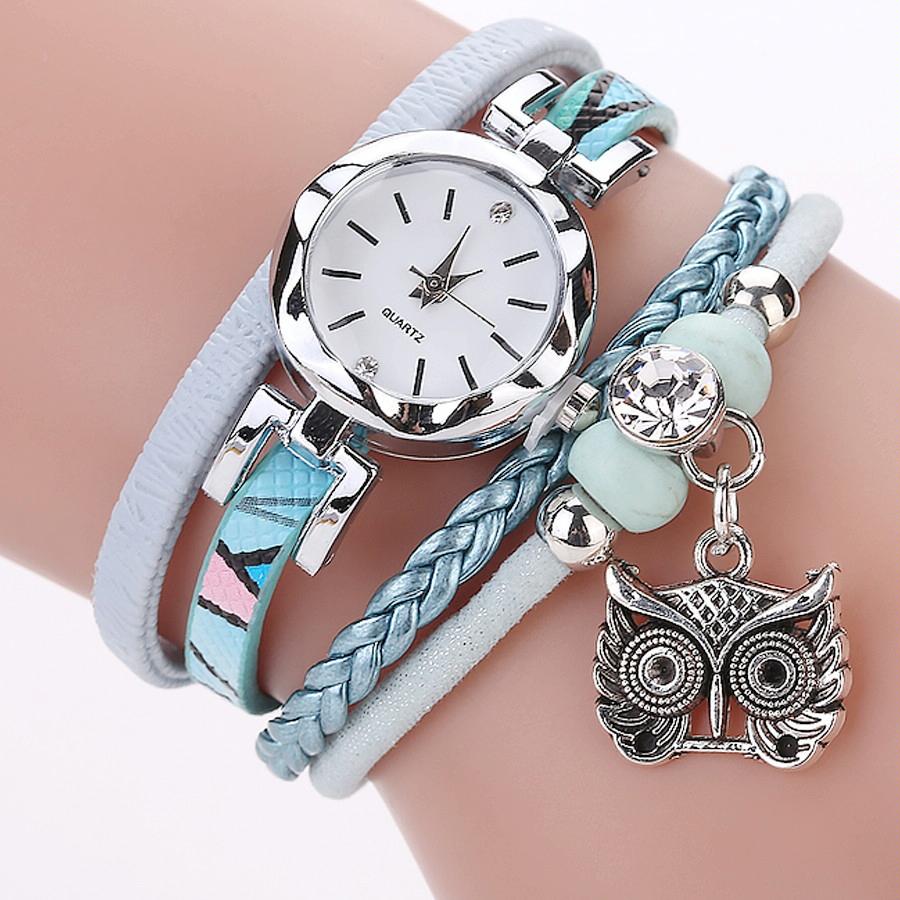 Owl Pendant Bracelet Watch for Women - Small Dial - Milk White
