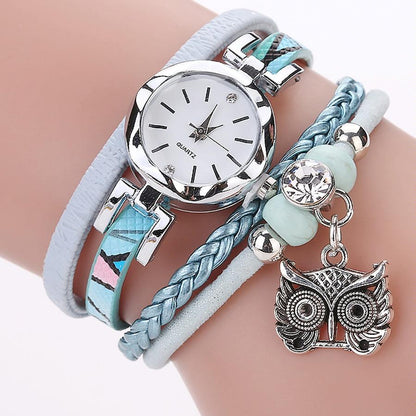 Owl Pendant Bracelet Watch for Women - Small Dial - Milk White