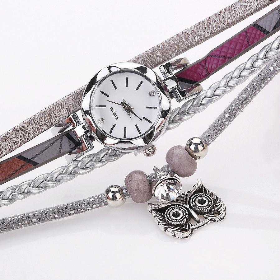 Owl Pendant Bracelet Watch for Women - Small Dial - Milk White