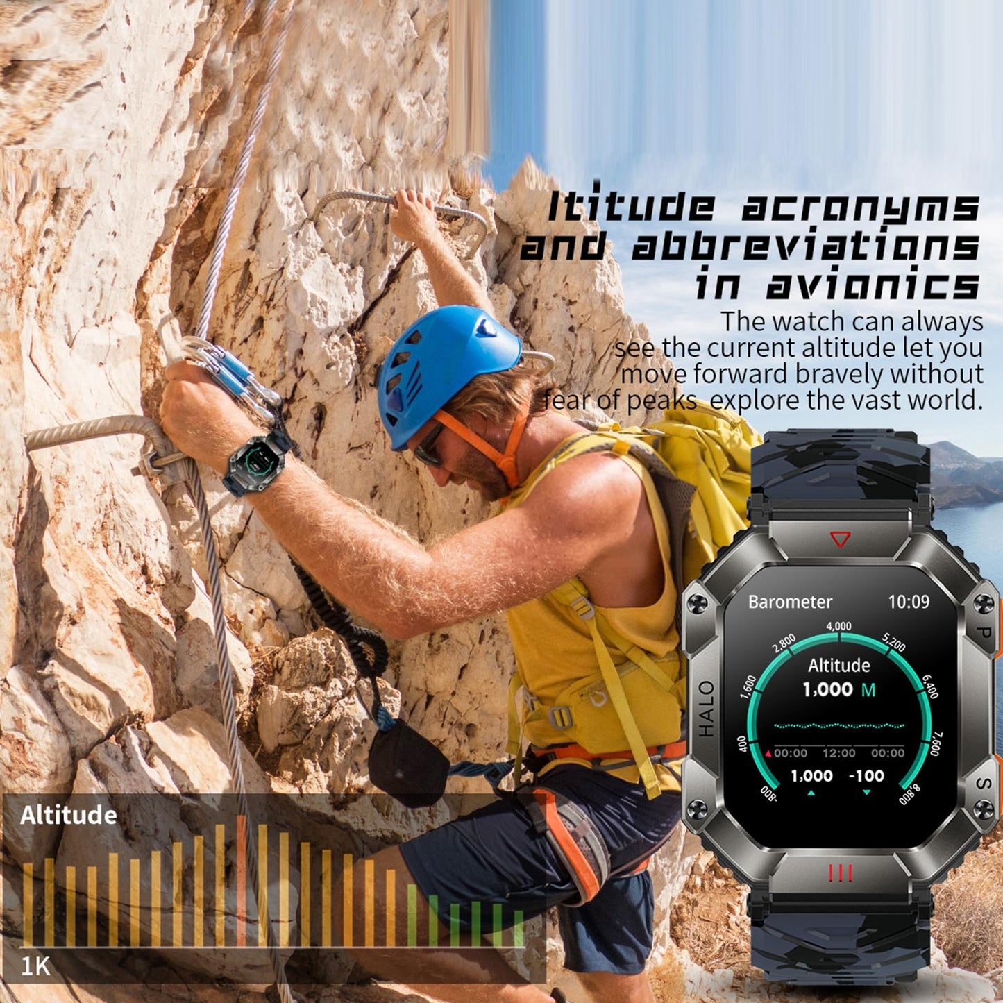 2.0 Inch Bt5.1 Ip67 Sport Smart Watch Support Bluetooth Call / Sleep / Blood Oxygen / Heart Rate / Blood Pressure Health Monitor - Black
