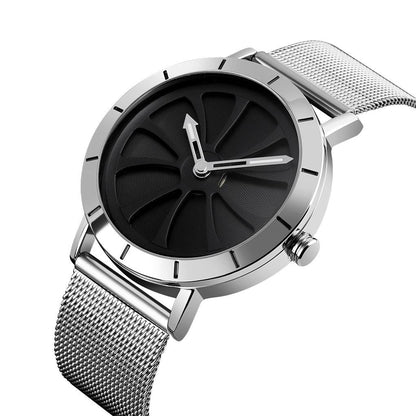 Stylish Skeleton Dial Waterproof Men Watch with Mesh Strap - White