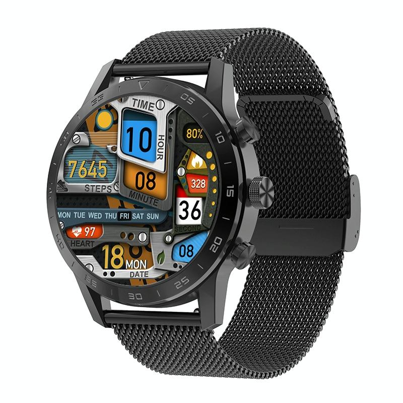Smart Dual Display Analog Digital Call Watch - Silver Leather
