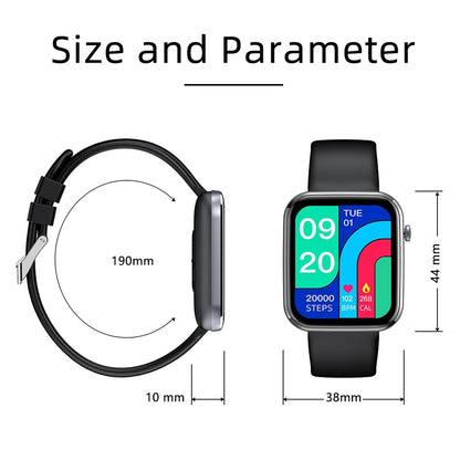 1.69 Inch Ip67 Waterproof Smart Watch With Touch Screen Health Monitoring - Blue