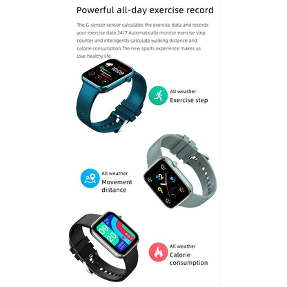 1.69 Inch Ip67 Waterproof Smart Watch With Touch Screen Health Monitoring - Blue