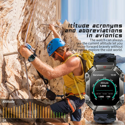 2.0 Inch Bt5.1 Ip67 Sport Smart Watch Support Bluetooth Call / Sleep / Blood Oxygen / Heart Rate / Blood Pressure Health Monitor - Black + Camouflage