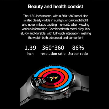 1.39 Inch Ip67 Waterproof Sports Health Monitoring Smart Bluetooth Calling Watch - Steel Black