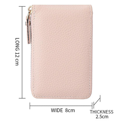 Multi Slot Short Card Holder With Zipper Coin Purse Pu Leather - Coffee