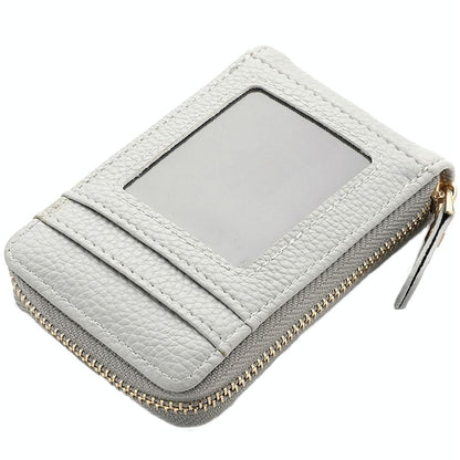 Multi Slot Short Card Holder With Zipper Coin Purse Pu Leather - Coffee