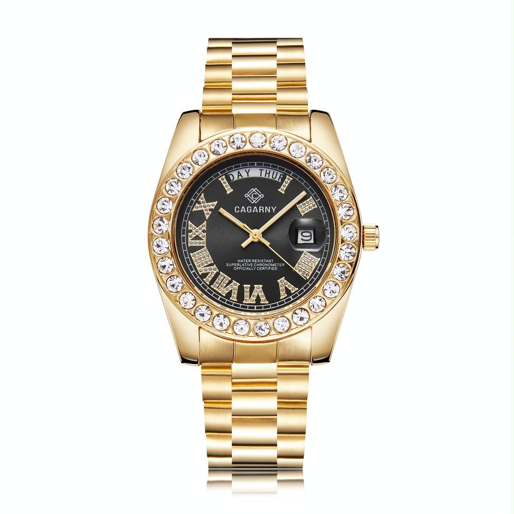 Men Quartz Watch with Diamond-encrusted Roman Numeral Dial - Silver Shell Red Dial